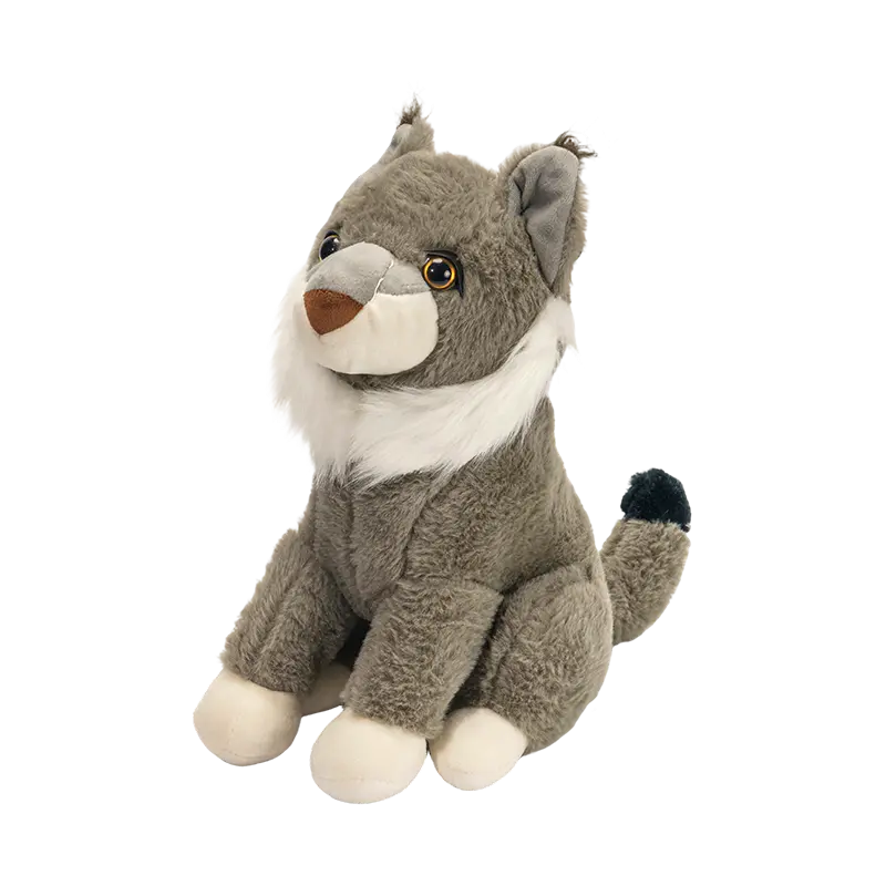 박제 앉아 있는 스라소니 플러시 장난감 야생 동물 플러시 장난감